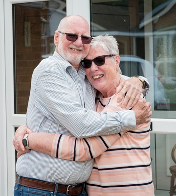 Delighted winner Linda celebrates with her husband Bill