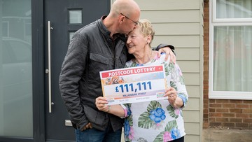 Winner Olga congratulated by her son Paul