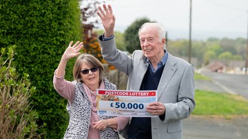 ON CREST OF A WAVE: Alan and Hilda drove to old address for prize