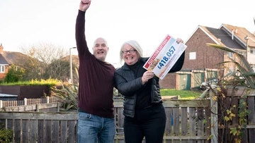 GLEE FOR TWO: Audrey and Wayne celebrate their good fortune