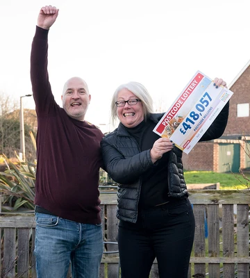 GLEE FOR TWO: Audrey and Wayne celebrate their good fortune