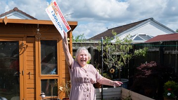 Great gran May can't hide her delight!