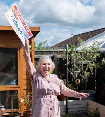 Great gran May can't hide her delight!