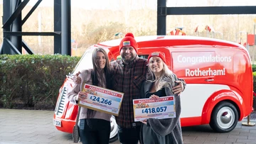 HAPPY TOGETHER: Big winner Lauren with her partner's brother Sean and his wife Rachel