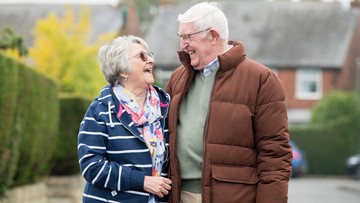 SWEETHEARTS: Couple beam with joy