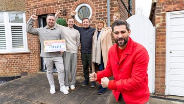HAPPY FAMILY: Lottery's Matt celebrates with Ian, his hubby and parents