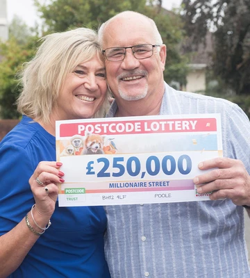 THE FUTURE LOOKS BRIGHT: Brian and Chris celebrate a £250,000 win