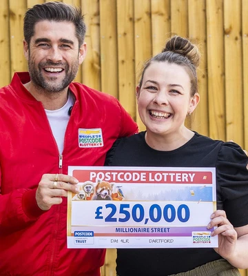 PURE JOY: Matt with £250,000 winner Emma