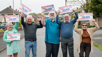 Good neighbours: Street pals celebrate their wins