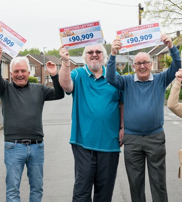 Good neighbours: Street pals celebrate their wins