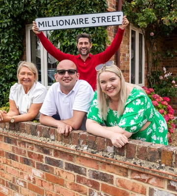 WALL I NEVER!: Neighbours celebrate with Matt
