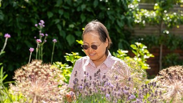 Sophie enjoys the beauty of the gardens