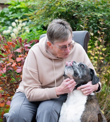 THAT'S MY BOY: Pauline with constant companion Smig