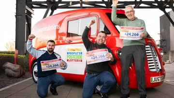 THREE CHEERS: Louis (left), Sean and John celebrate together