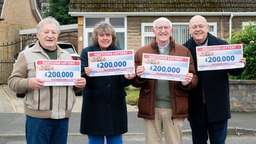 GOOD NEIGHBOURS: L-R, Paul White, Alison, George and Paul Rowland