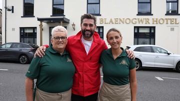 WELCOME: Bartenders Harriet Edwards and Natalie John with Presenter Matt Johnson
