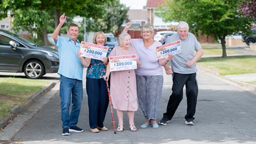 The Billingham neighbours celebrate together on the street
