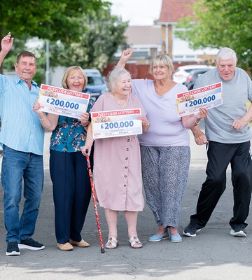 The Billingham neighbours celebrate together on the street