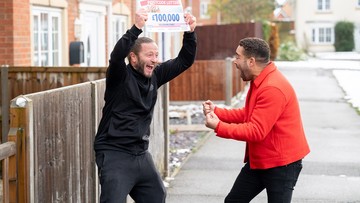 JUMPING FOR JOY: Ian said he couldn't stop smiling after his mega win