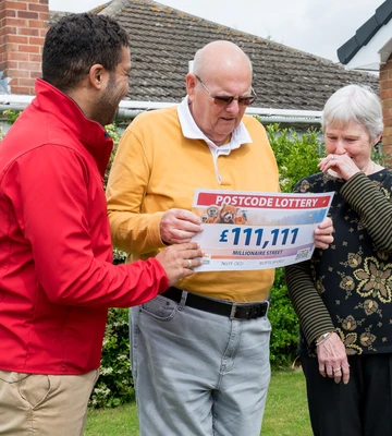 Presenter Danyl Johnson surprised Geoffrey and Jenny with the £111,111 prize!