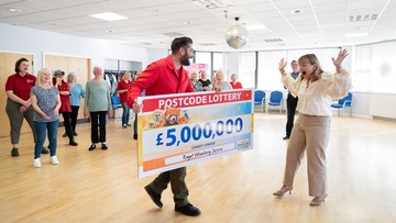 Game-changing funding: Catherine Johnstone, Chief Executive of Royal Voluntary Service, with Matt Johnson, Postcode Lottery Ambassador