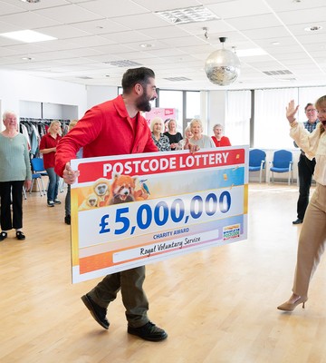 Game-changing funding: Catherine Johnstone, Chief Executive of Royal Voluntary Service, with Matt Johnson, Postcode Lottery Ambassador
