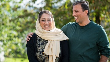 HAPPY HUBBY: Sanna's partner Tahir was buzzing with excitement