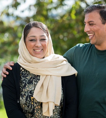 HAPPY HUBBY: Sanna's partner Tahir was buzzing with excitement