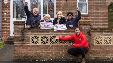 NEXT DOOR YAY-BOURS: John and Pamela celebrate with Barbara and Pete