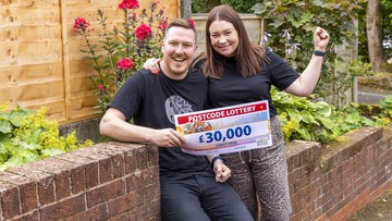 SHOCKED: Electrician Neil and fiancée Hayley were stunned by win