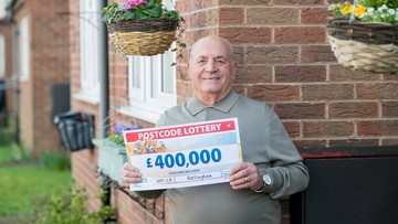BACK OF THE NET: Cliff poses with his Postcode Lottery windfall