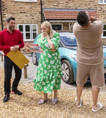 STUNNED: Sally and hubby Jonny in shock after Matt reveals win