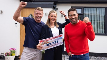 Georgina and Paul celebrate their win