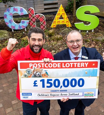 Thumbs up for players: Postcode Lottery's Matt Johnson and CHAS CEO Rami Okasha