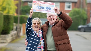 HAPPY EVER LAUGHTER: George and Margaret's delight at prize