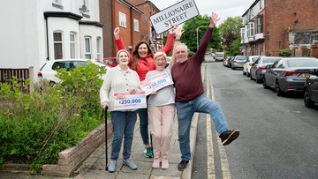 ON RIGHT ROAD: Neighbours celebrate their win with Judie