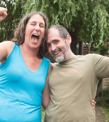 HAPPY COUPLE: Jo and Tony have big plans for win