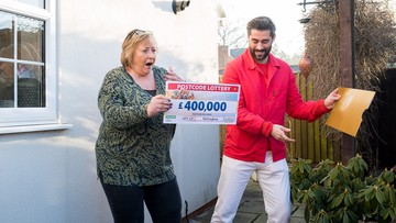 GOBSMACKED: Stunned Shirley bags £400k, and seconds later she netted a second cheque