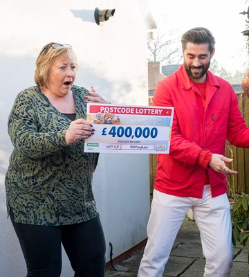 GOBSMACKED: Stunned Shirley bags £400k, and seconds later she netted a second cheque