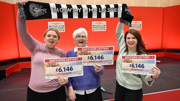 HOWAY HOORAY: Zoe, her mum Anne and neighbour Annie were full of cheer