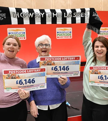 HOWAY HOORAY: Zoe, her mum Anne and neighbour Annie were full of cheer