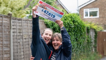 Deb celebrates with daughter Hayley, who’s just had twin boys
