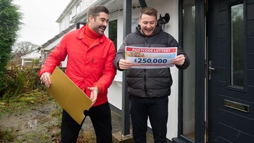 WOW FACTOR: Liam can't believe the size of his windfall