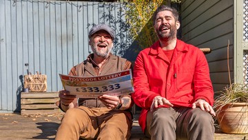 FUNNY MONEY: Happy James shares a joke with Matt